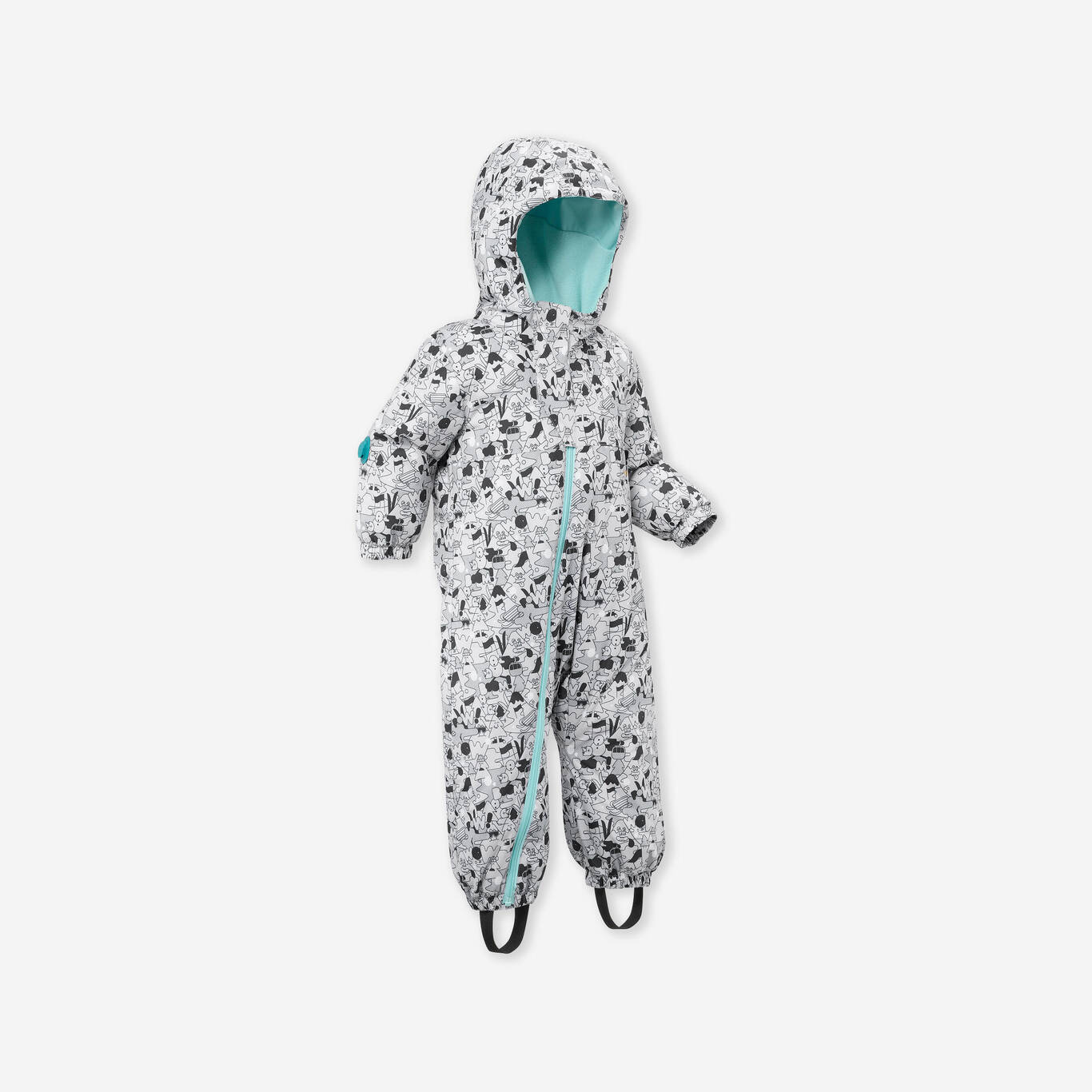 WARM BABY SKI SUIT - 500 WARM LUGIKLIP - GREY PATTERNED