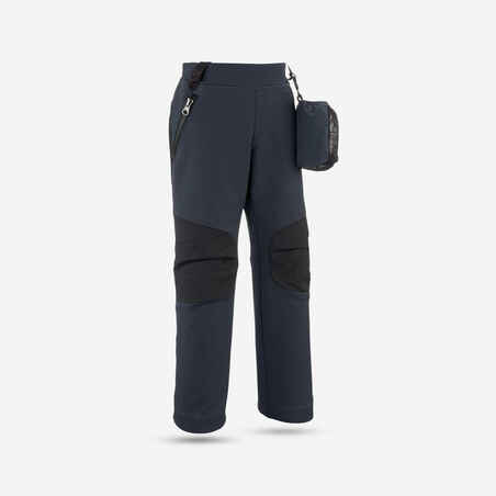 Temno sive pohodniške softshell hlače MH550 za otroke 