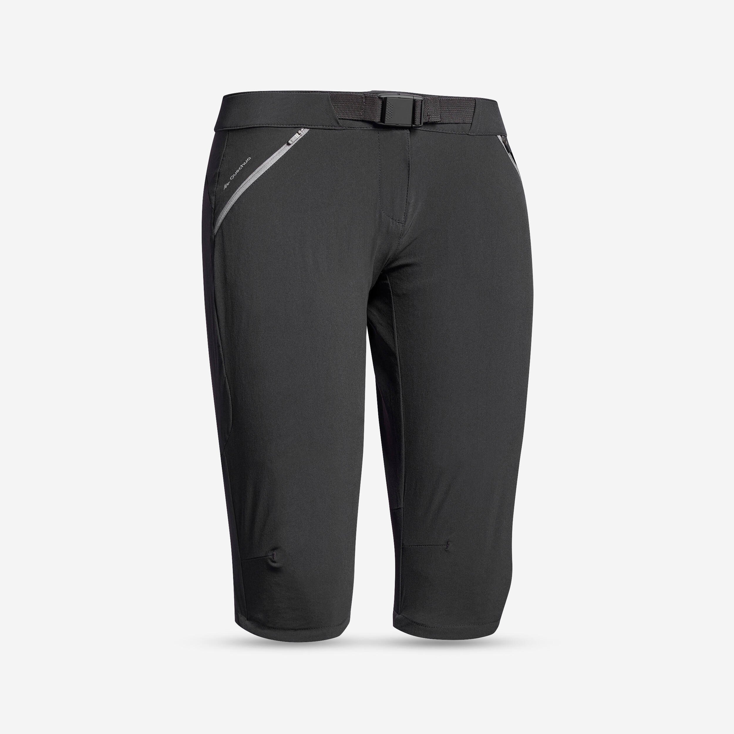 Women's Hiking Capri Pants - MH 500 Black - Black, Granite - Quechua -  Decathlon