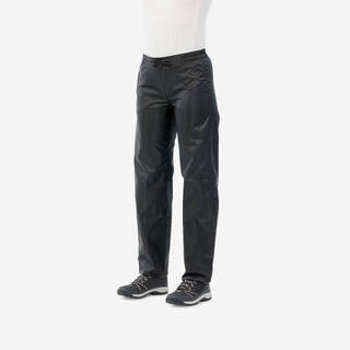 Rain Trousers Women Hiking Lightweight Waterproof Packable - Black