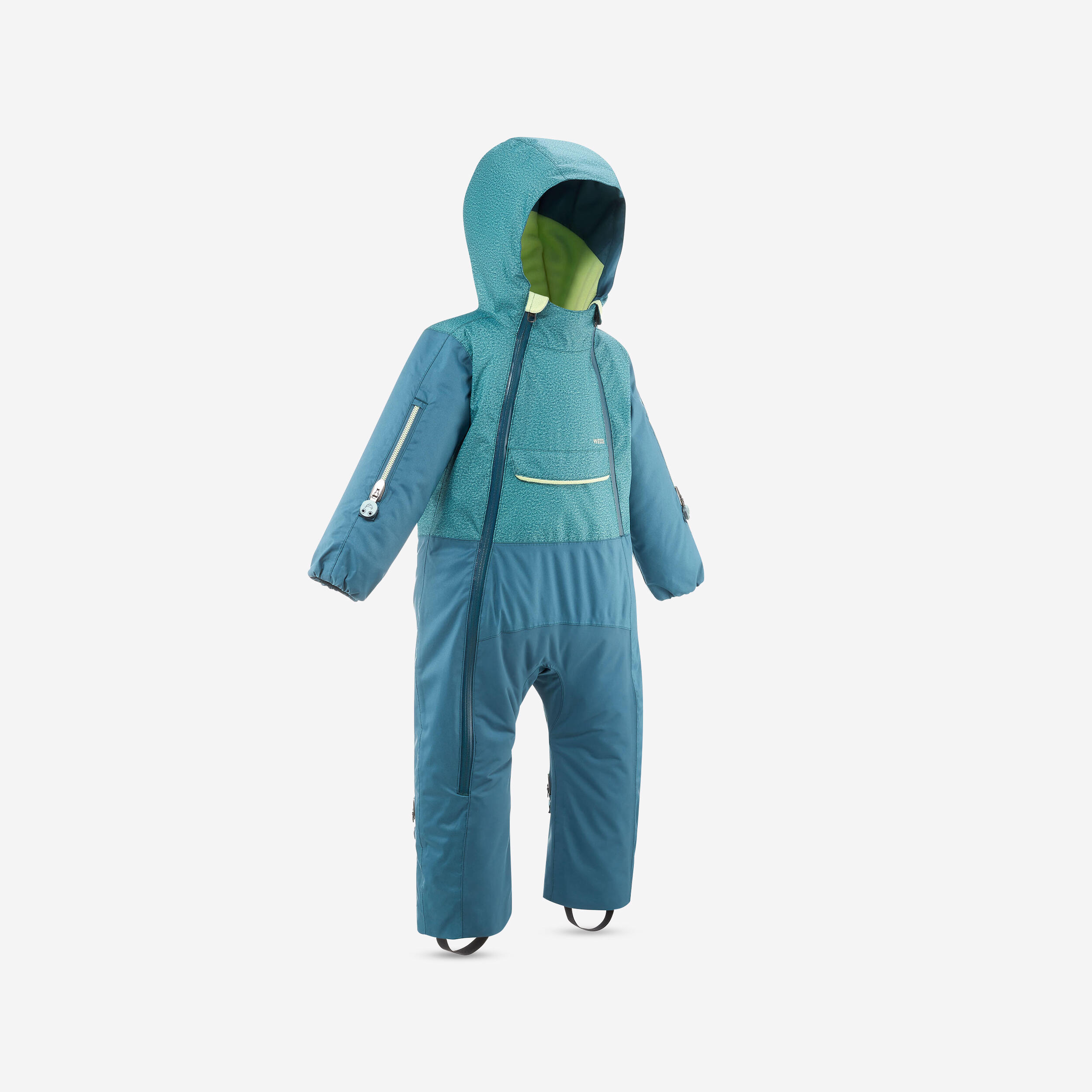 WARM AND WATERPROOF BABY SKI SUIT 900 WARM PNF LUGIKLIP - TURQUOISE 1/9