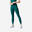 Sportleggings Damen mit hohem Taillenbund figurformend - grün