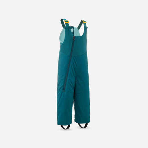 
      Detské hrejivé lyžiarske náprsenkové nohavice 500 Warm zelené
  