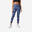 Leggings donna fitness 120 vita alta traspiranti con tasca azzurri stampati