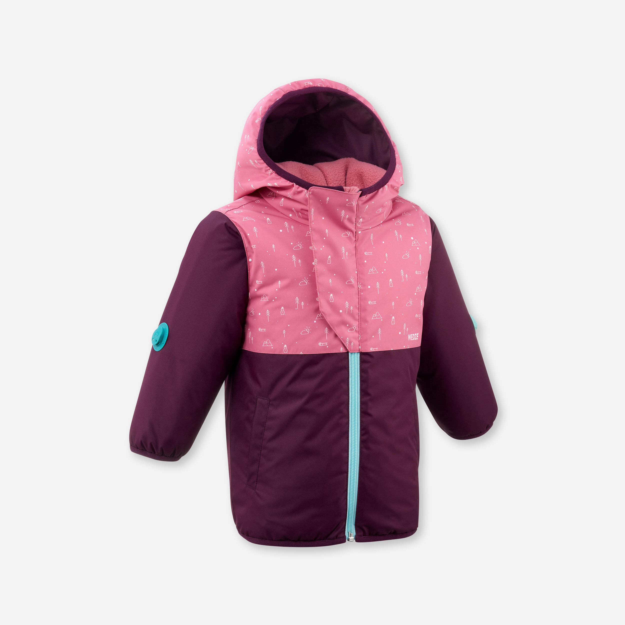 WEDZE Baby Ski Jacket WARM LUGIKLIP - Purple and Pink