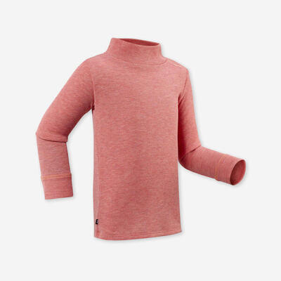 Thermoshirt voor skiën/sleeën voor peuters warm roze