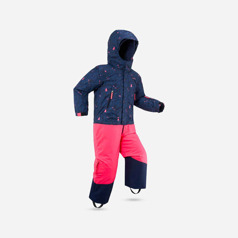 Kids’ Warm and Waterproof Ski Suit PNF 500 - Pink and Blue