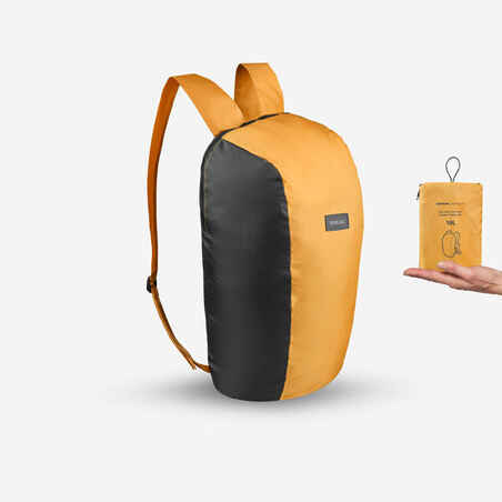 Mochila compacta 10 litros trekking viaje - TRAVEL 100 amarillo 