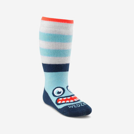 Chaussettes de ski chaudes et confortables bébé, socks 500 bleu