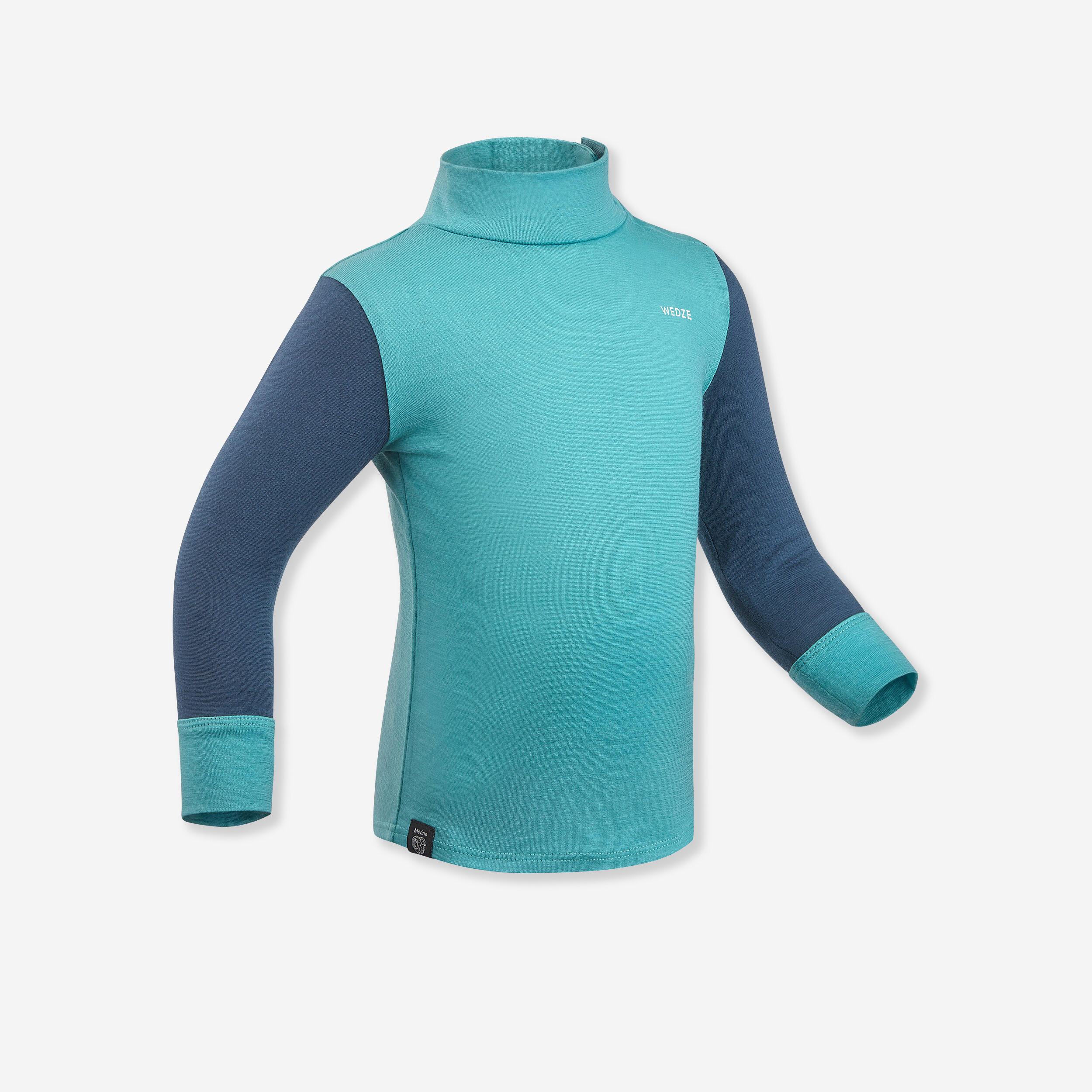 MERIWARM maglia intima da sci per bambini in lana merino turchese, maglietta intima