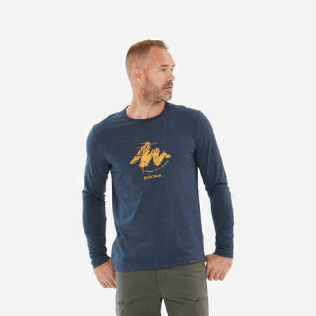 Men's Long-Sleeved T-shirt NH100 – Navy Blue