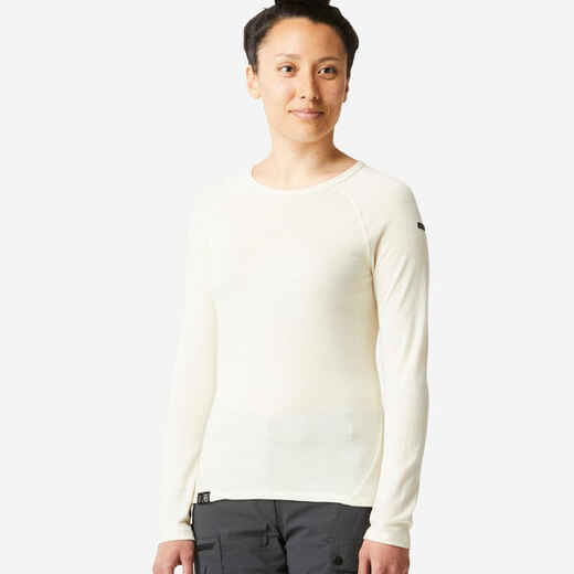 
      Ženska pohodniška majica z dolgimi rokavi iz merino volne MT500 
  