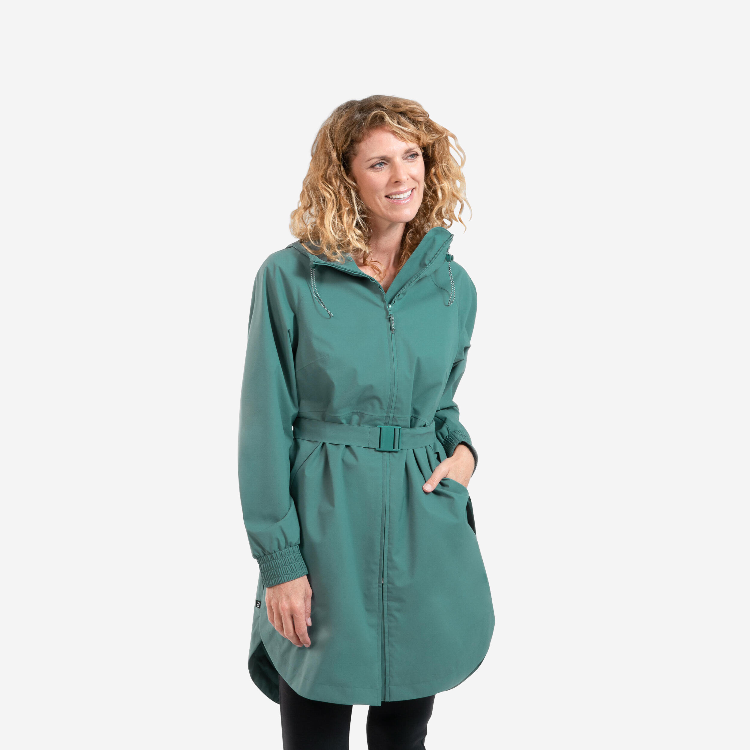QUECHUA Dámska dlhá nepremokavá bunda Raincut Long Series na turistiku 3XL