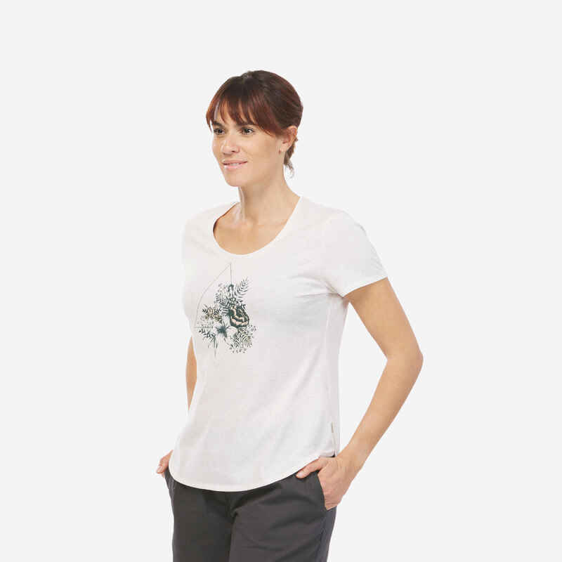 Playera de senderismo blanca para mujer NH500