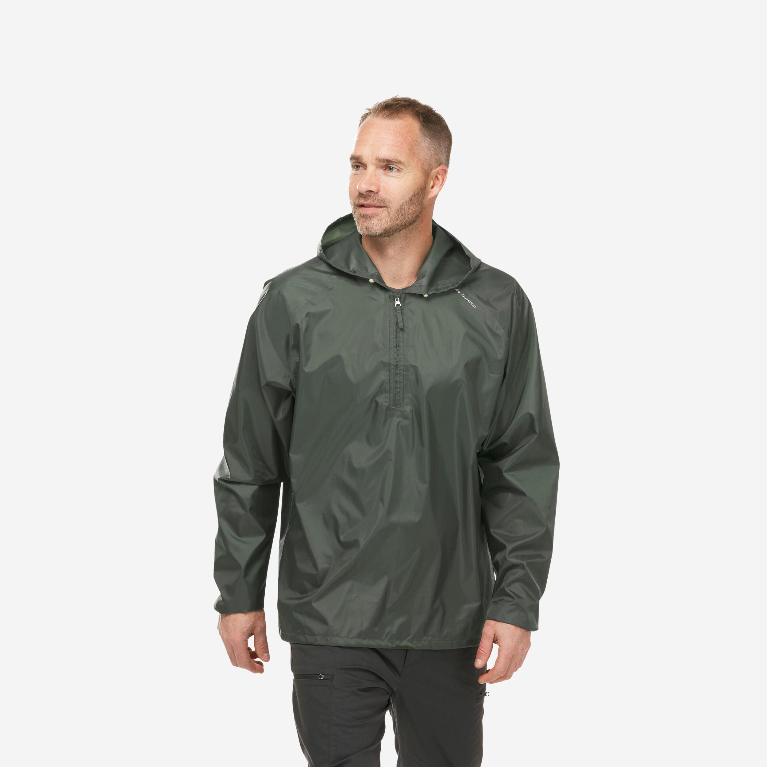 QUECHUA Men's Windproof and Water-repellent Hiking Jacket - Raincut 1/2 Zip