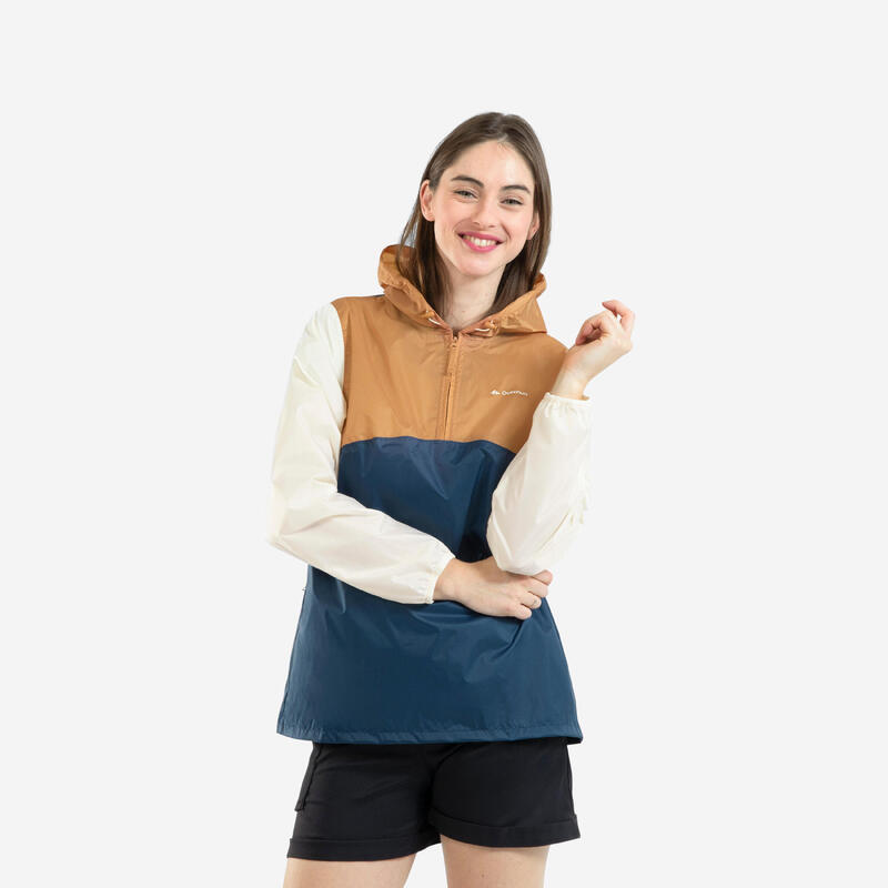Veste coupe-vent et déperlante de randonnée - raincut 1/2 zip - femme