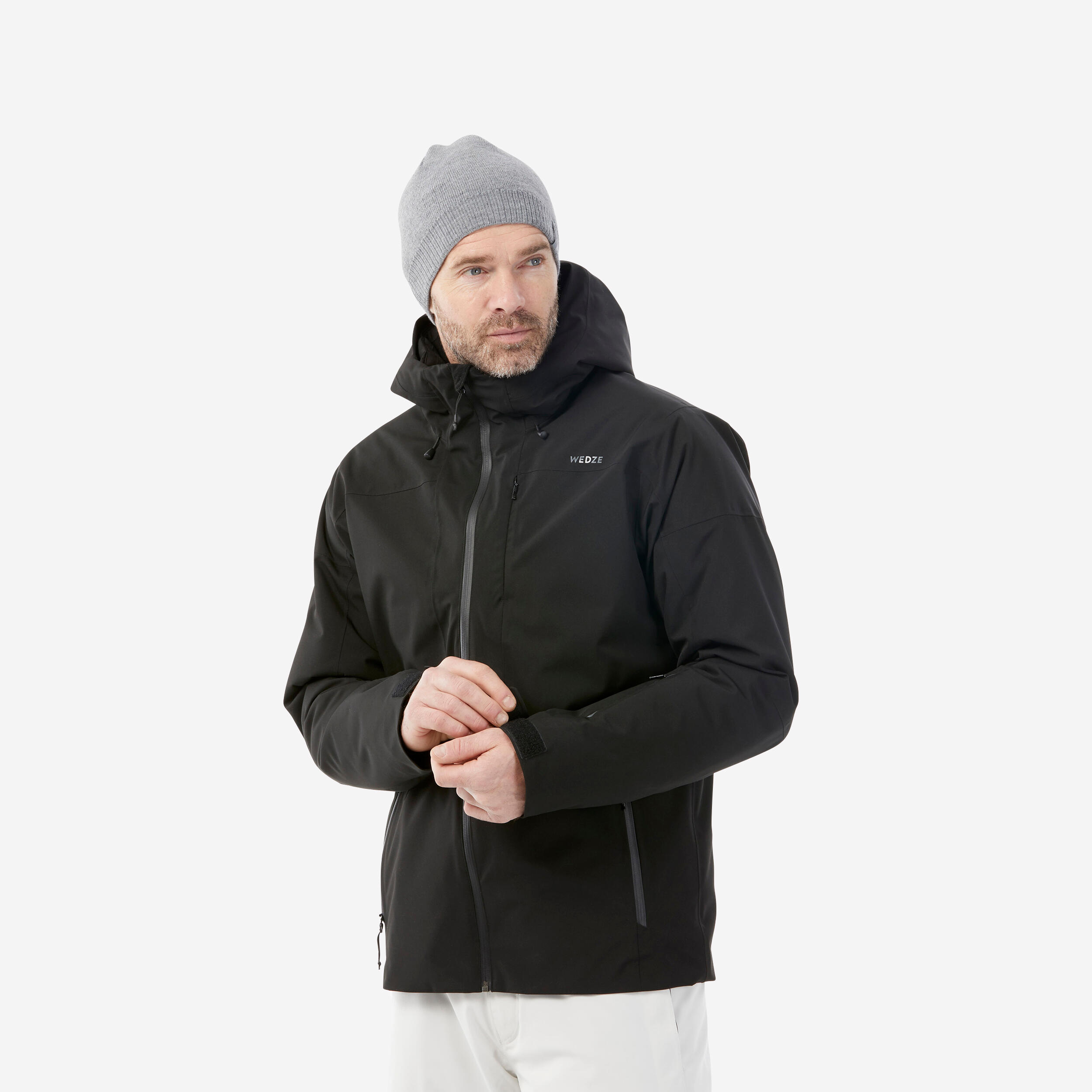 Men's Fleece Merino Wool Ski Jacket - 500 Warm - Navy/White - Decathlon