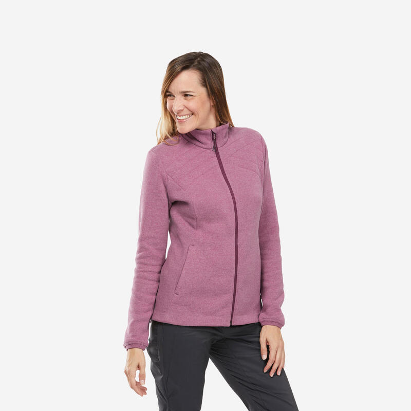 Maglione in pile trekking donna NH150 rosa