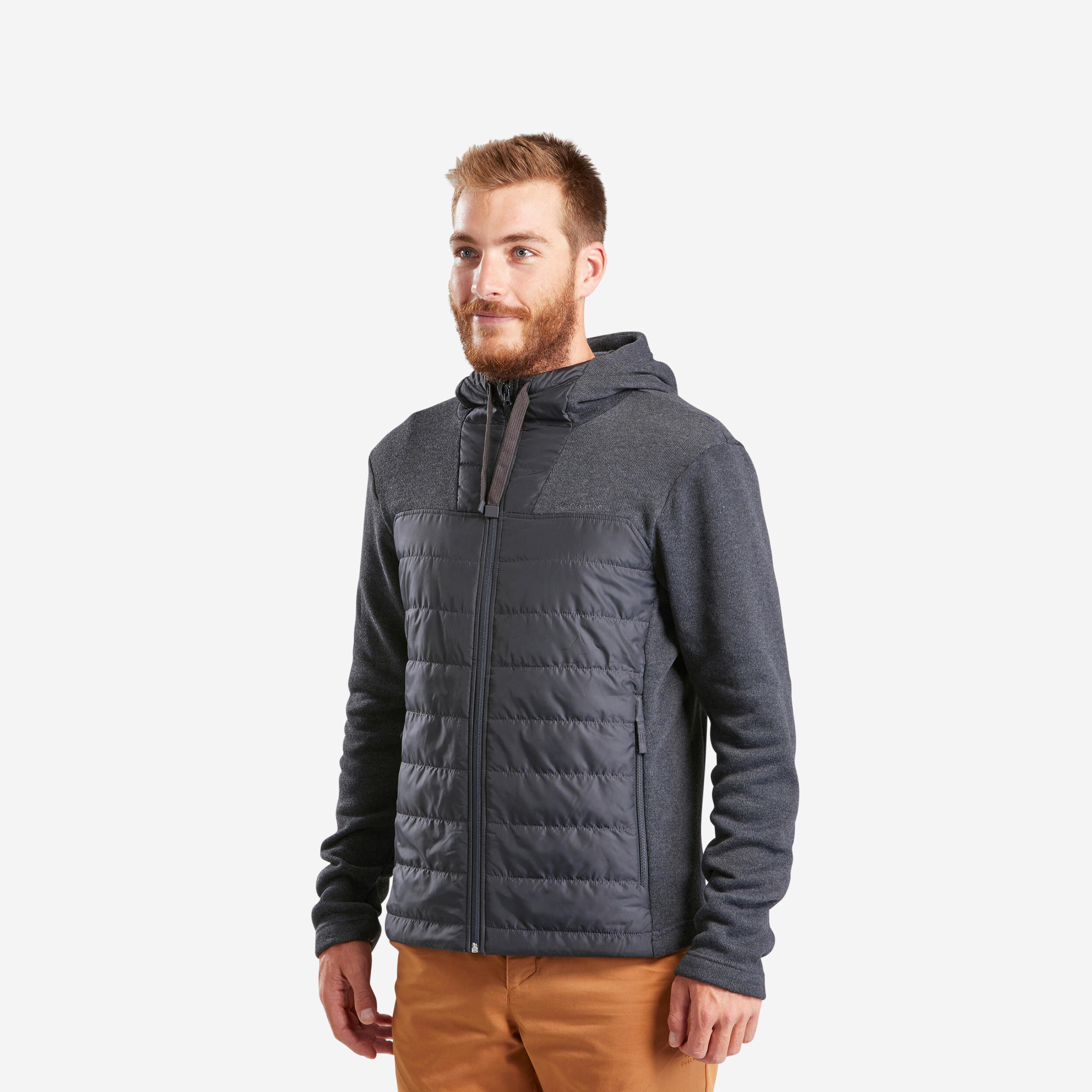 Quechua - Sweat À Capuche De Randonnée - Nh100 Hybride - Homme - Pull - Randonnees Et Trekking Homme - Gris-noir - 38 S - Decathlon