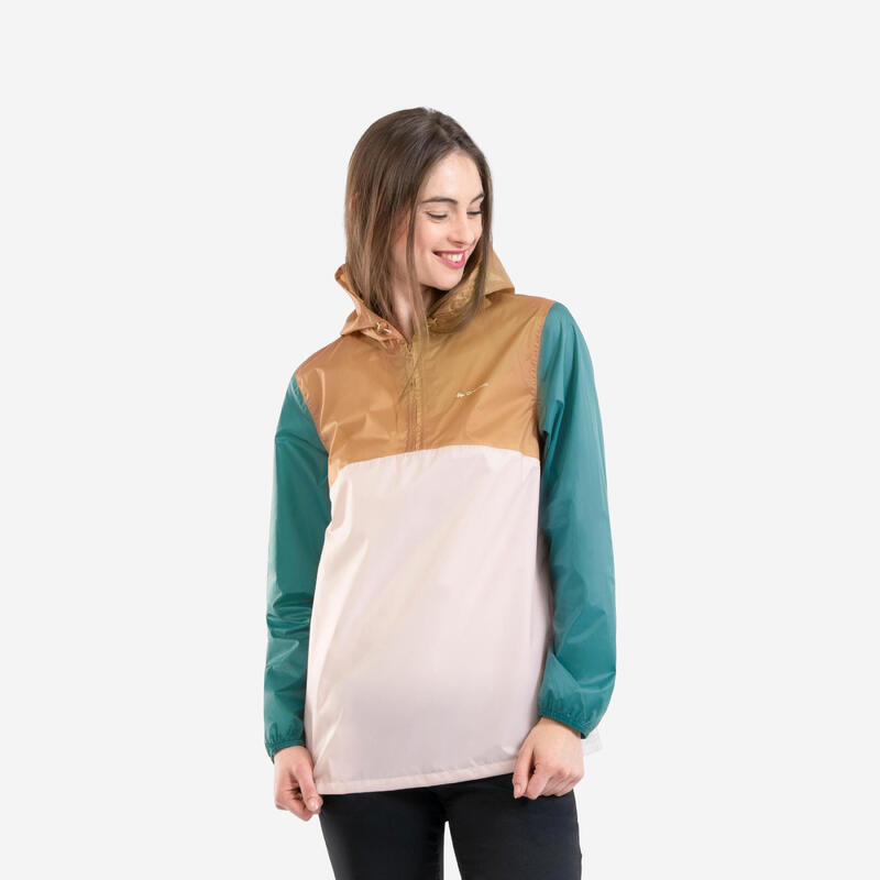 Veste coupe-vent et déperlante de randonnée - raincut 1/2 zip - femme