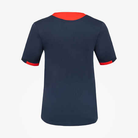 Kids' Short-Sleeved Football Shirt - Blue & Red