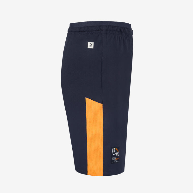 Voetbalshort voor kinderen marineblauw oranje