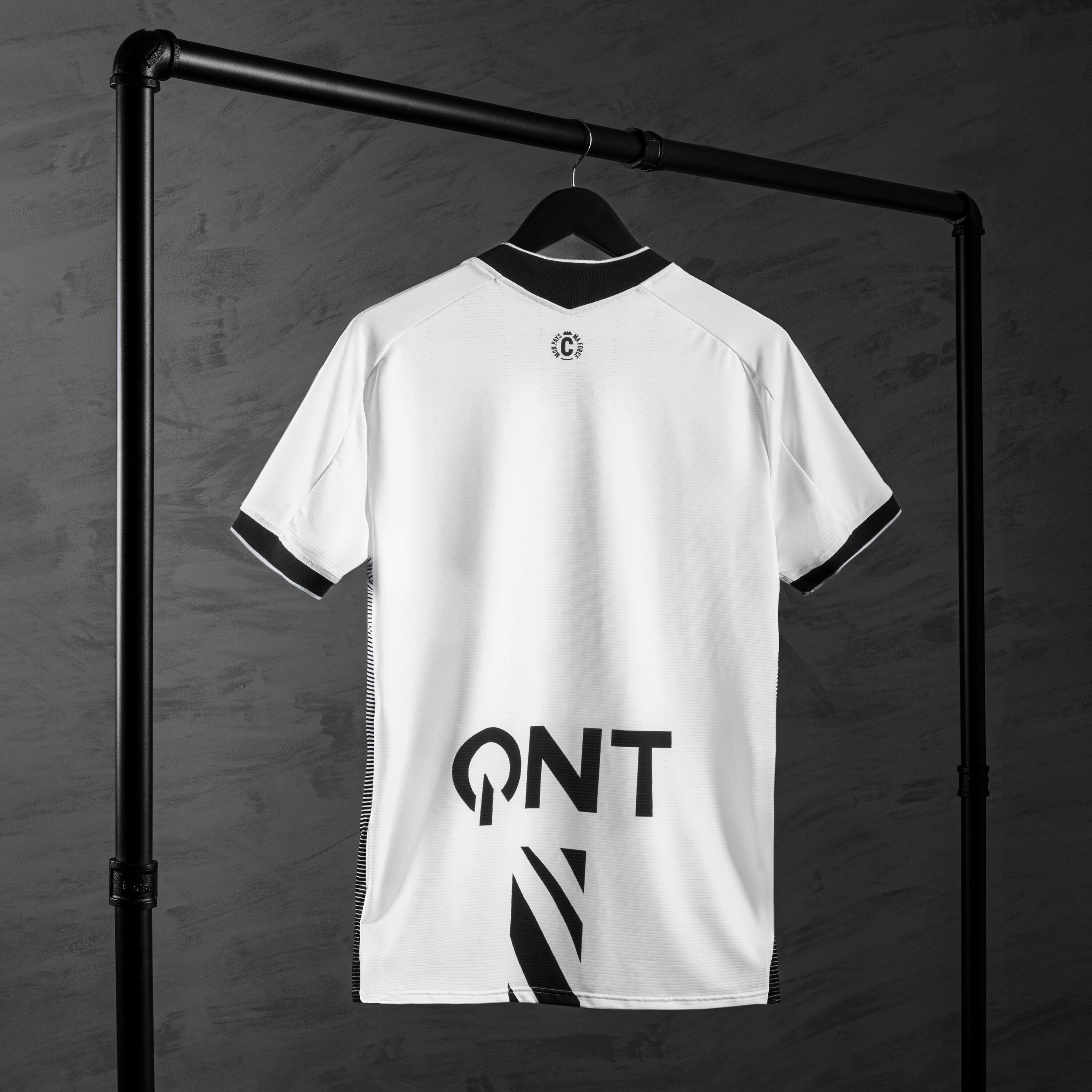 MAILLOT DE FOOTBALL AUTHENTIQUE CHARLEROI 23/24 EXTERIEUR BLANC BANDE ZEBRE NOIR 7/8