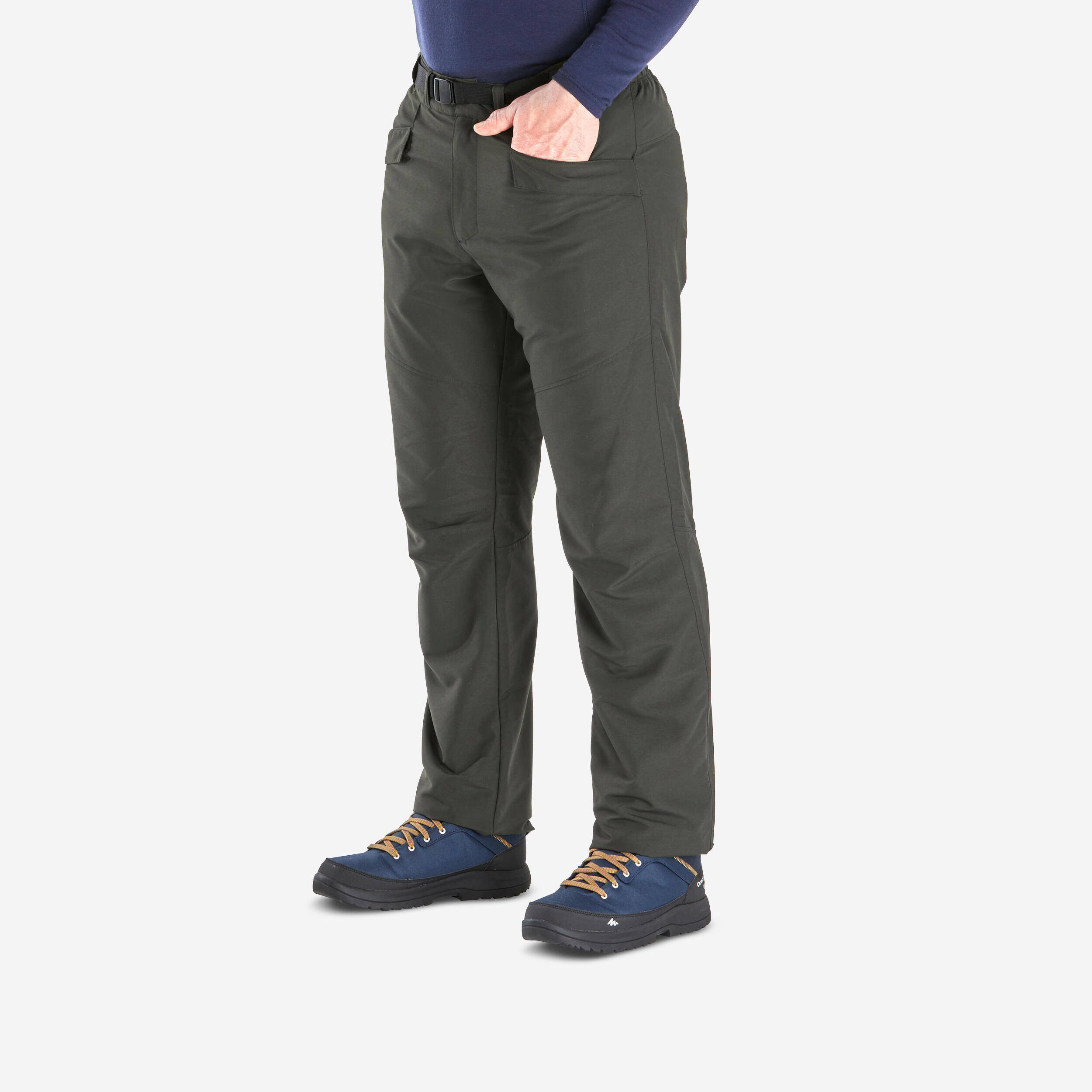 Men Warm Water-repellent Hiking Trousers  SH100 - Green -  1