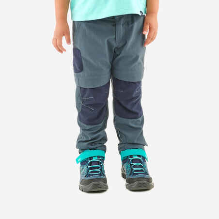 Pantalón de senderismo convertible gris y azul para niños de 2 a 6 años MH500