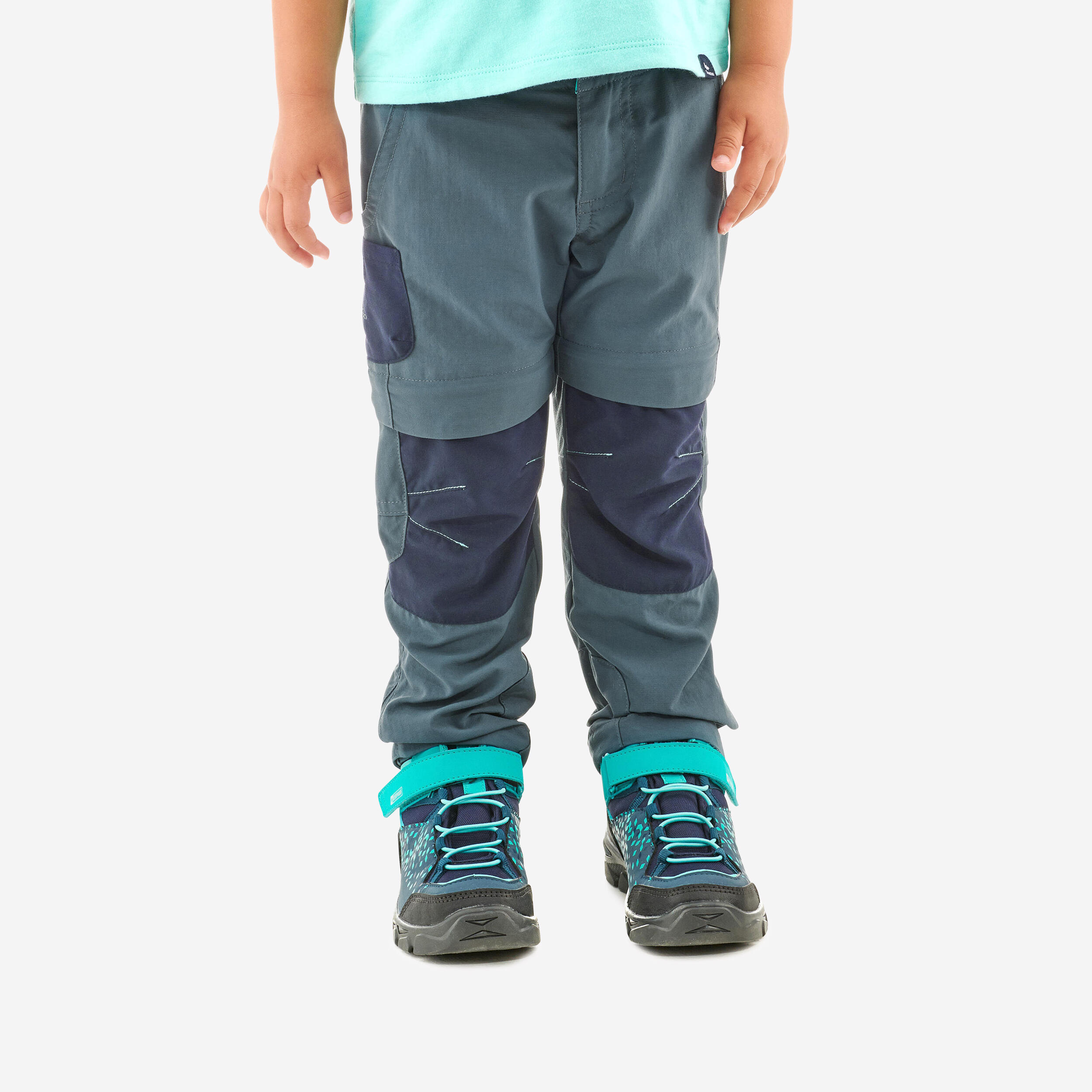 Pantalon Modulabil Drumeție la munte MH500 Gri-Albastru Copii 2-6 ani