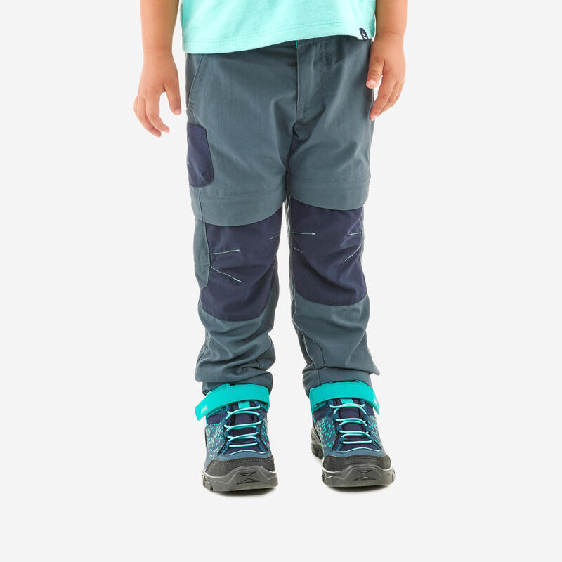 Pantaloni modulabili trekking bambina MH500 grigio azzurro