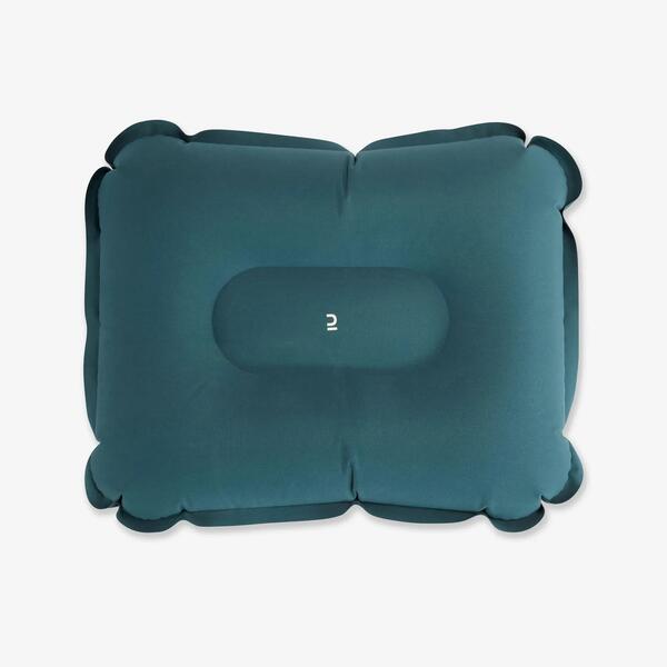 Blue inflatable camping pillow