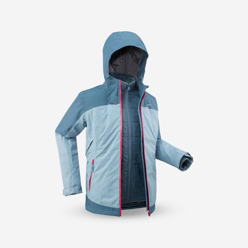 VESTE 3en1 CHAUDE ET IMPERMÉABLE RANDONNÉE -SH500 MTN -10°C - ENFANT 7-15 ANS