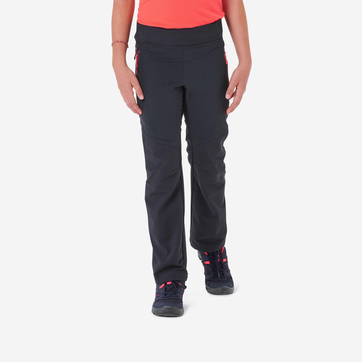 Pantalon de randonnée softshell enfant 7-15 ans, MH500 gris - noir