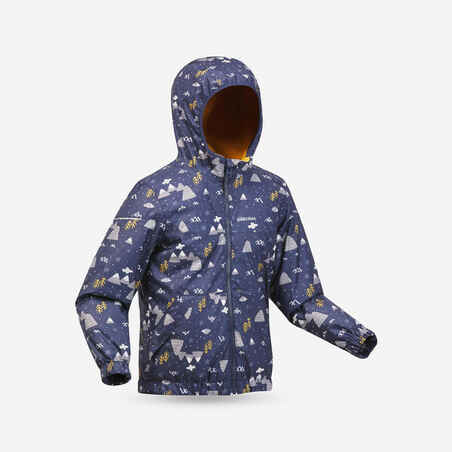 Modra vodoodporna zimska pohodniška jakna SH100 za otroke 