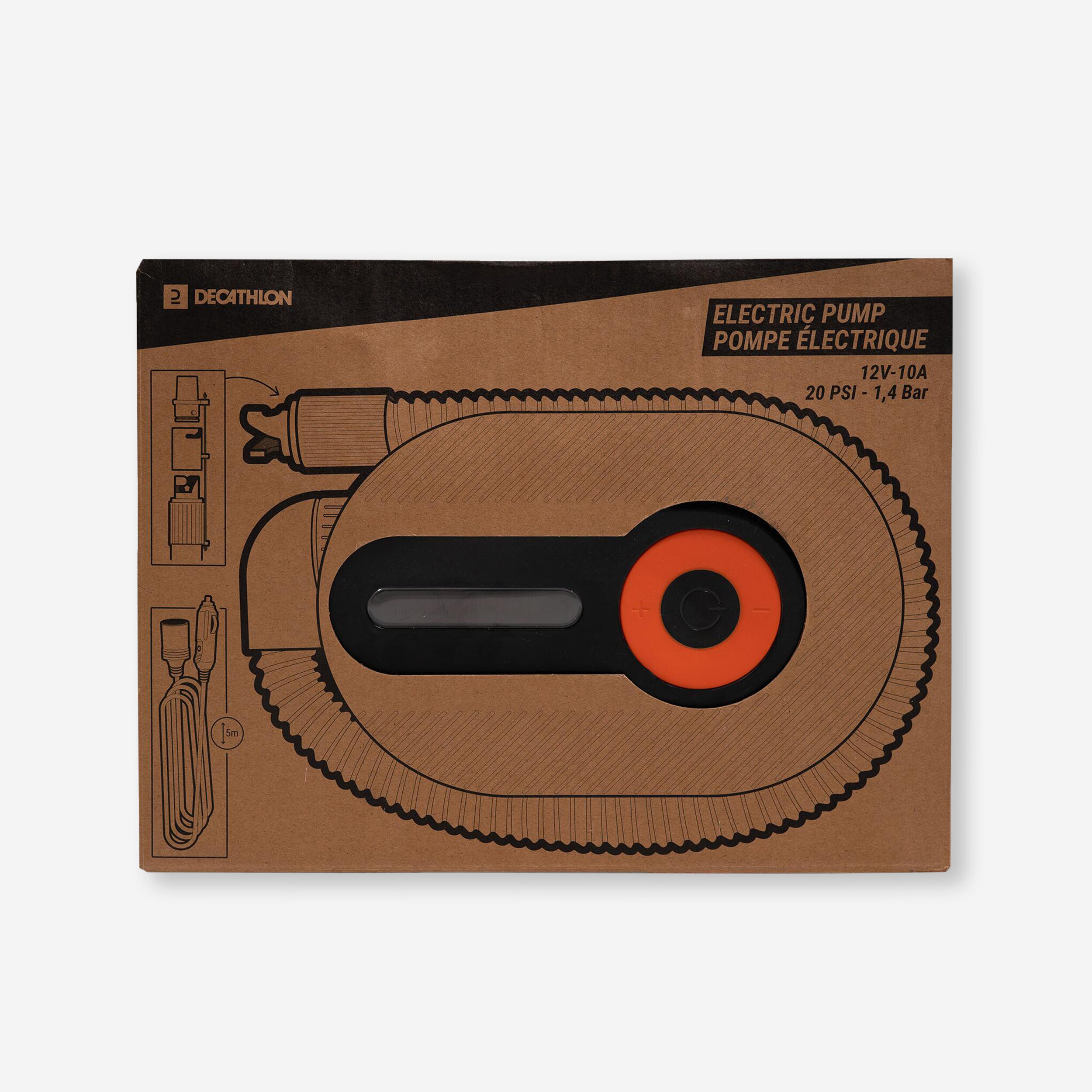 Quechua - Pompe Electrique Camping -ultim Comfort 20 Psi -recommandée Pour Tente Gonflable - Pompe Électrique - Camping Et Bivouac Randonnee Trekking - Noir-orange - Taille Unique - Decathlon