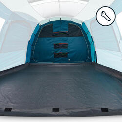 Changement de chambre et tapis de sol d'une tente familiale à structure rigide.