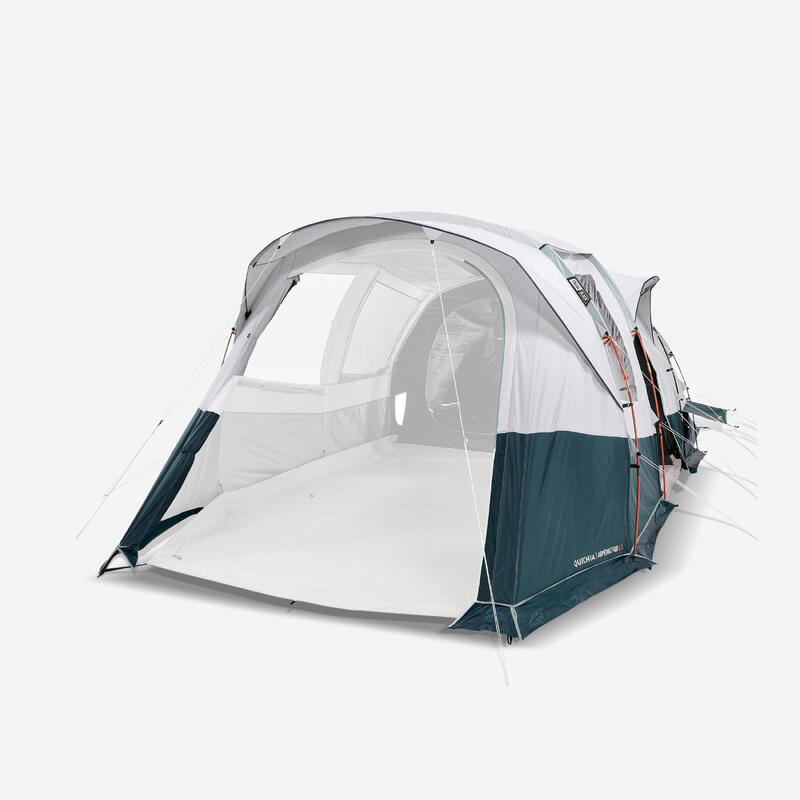 Changement du double toit d'une tente à structure rigide.