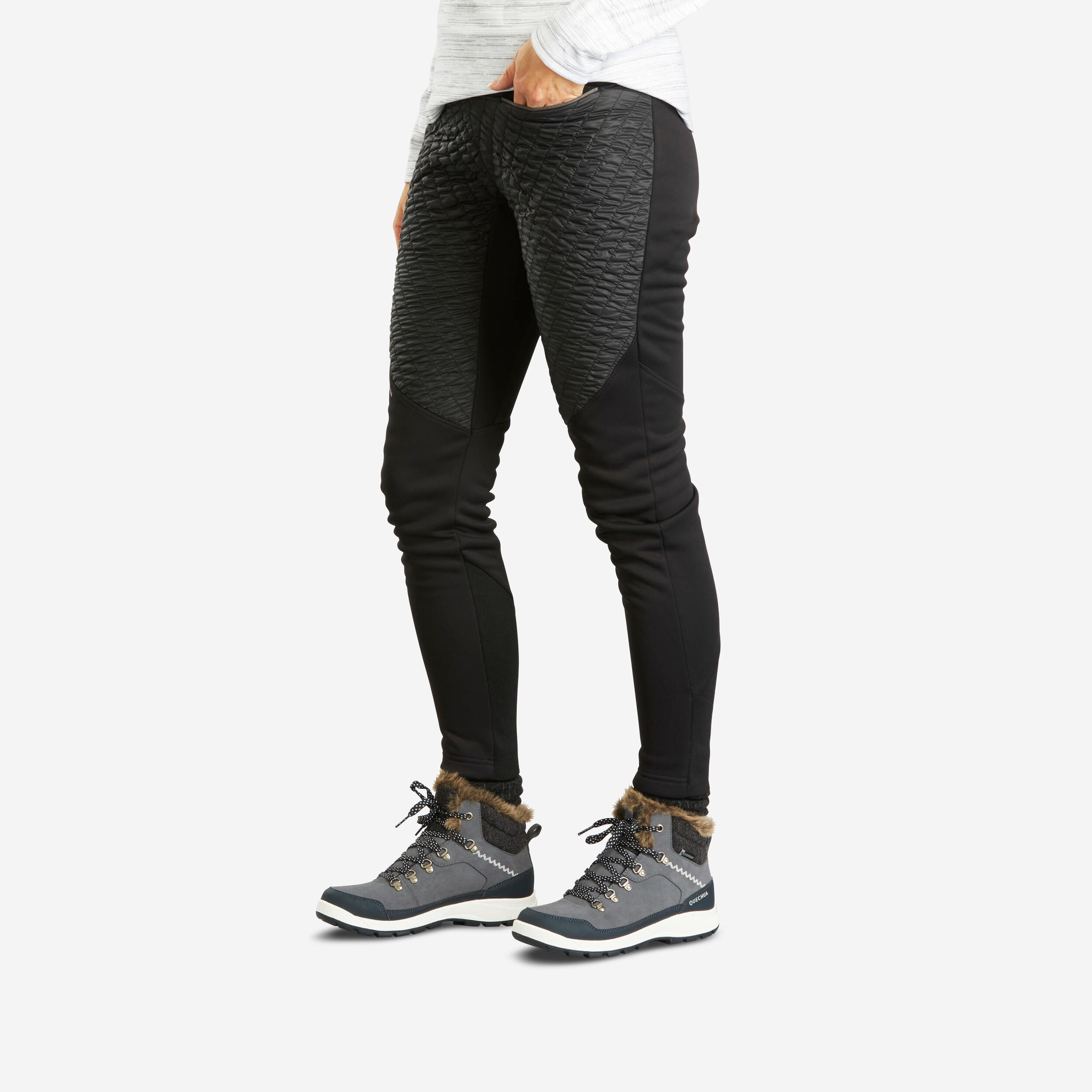 QUECHUA Leggings trekking donna SH500 MOUNTAIN neri