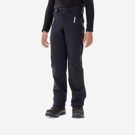 Pantalon softshell chaud de randonnée enfant 7-15 ans, MH500 noir