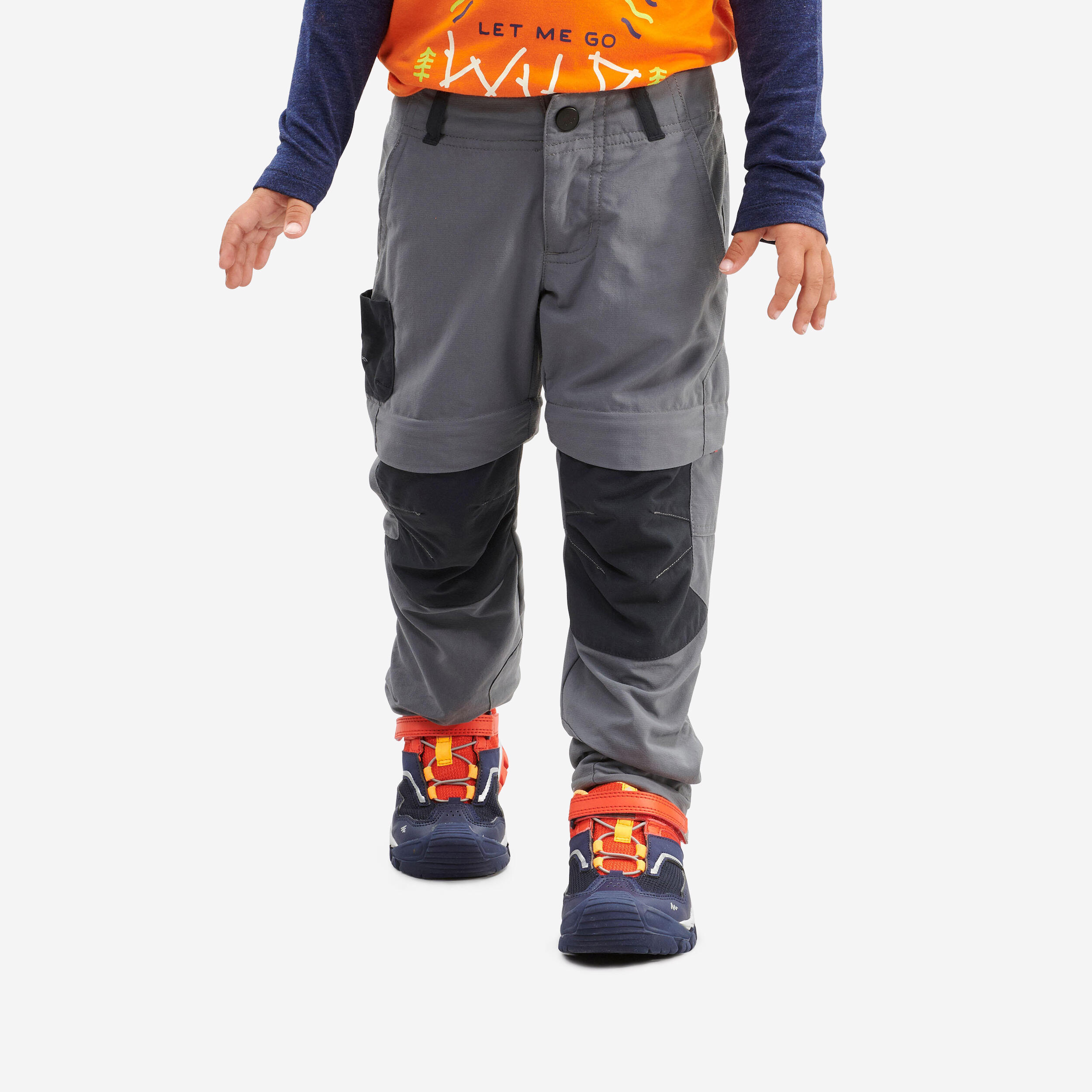 Kids' Hiking Convertible Pants - MH 500 - Dark grey - Quechua - Decathlon