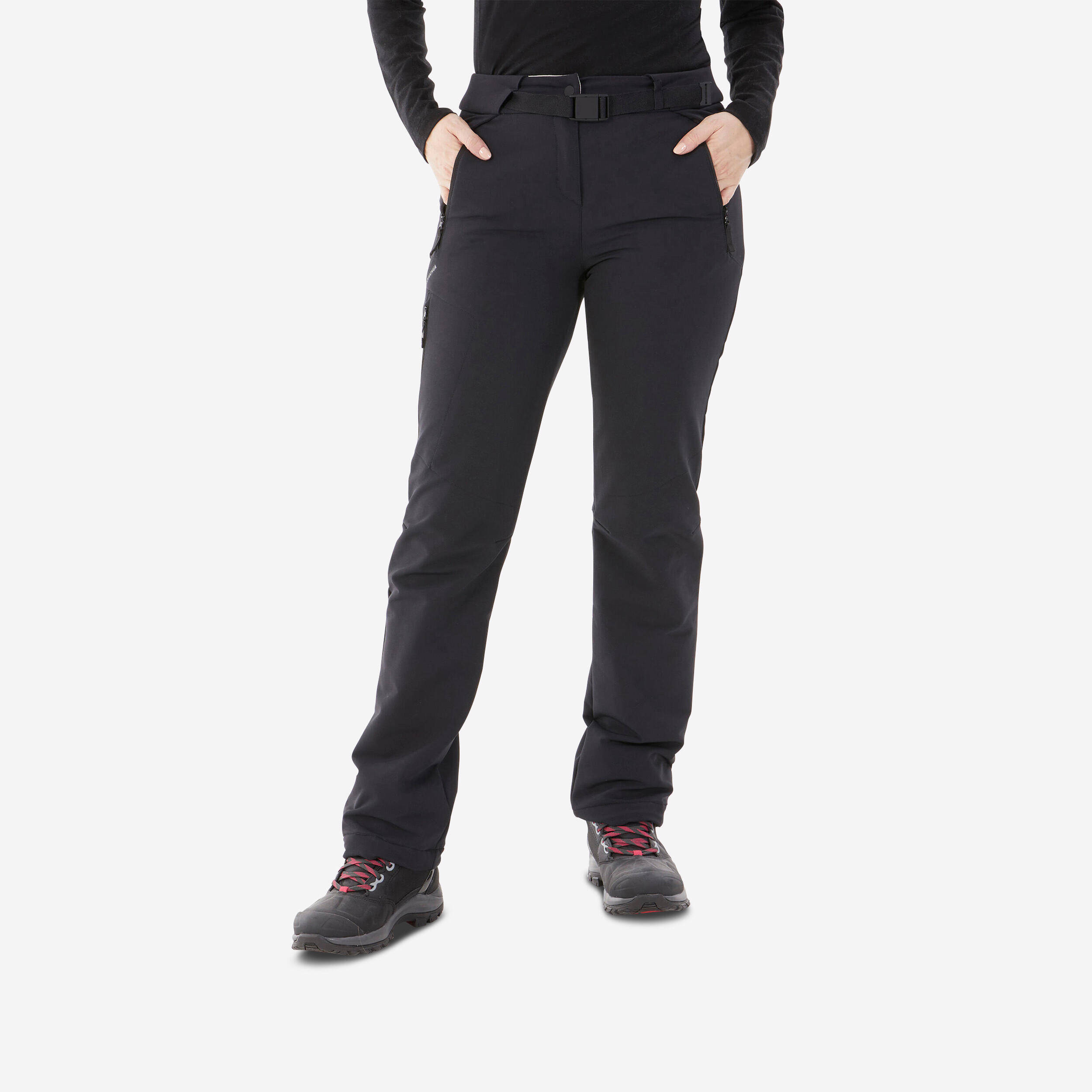 WOMEN WARM WATER-REPELLENT SNOW HIKING TROUSERS - SH500 BLACK