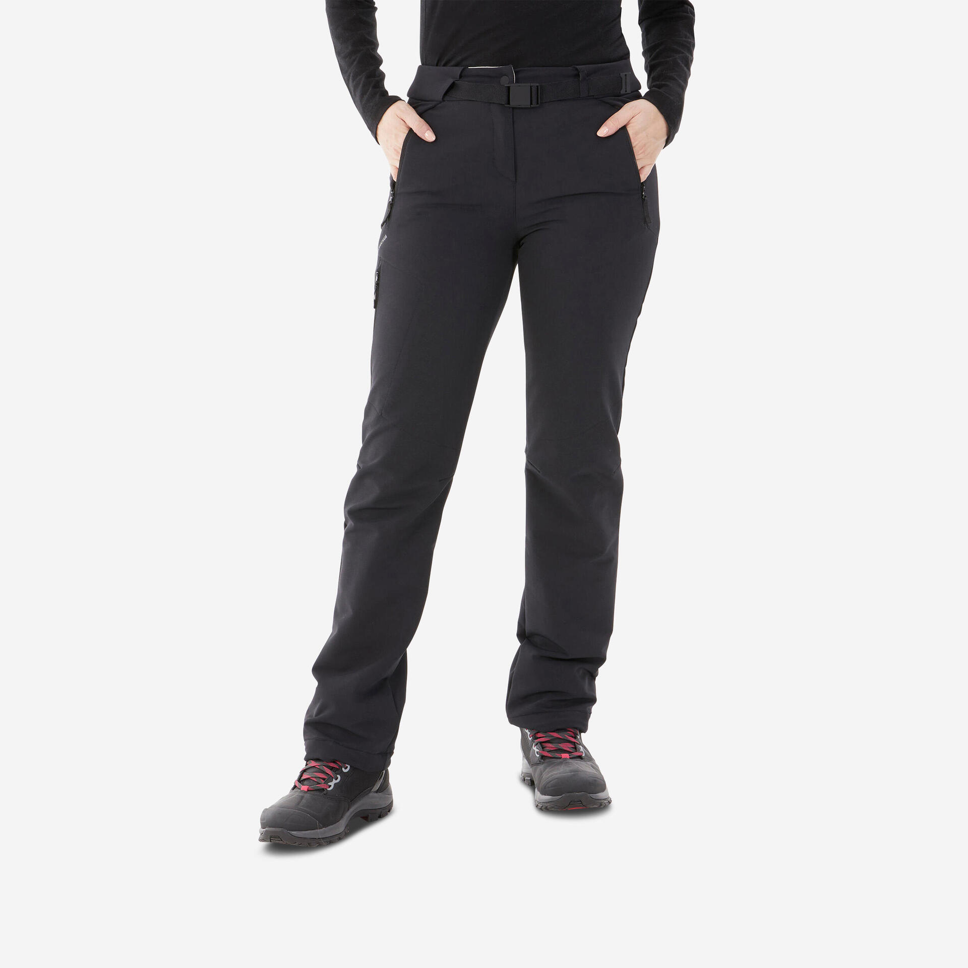 Women Snow Hiking Water-Repellent Winter Pants 500 Black