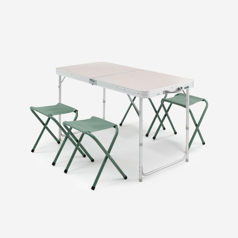 TABLE DE CAMPING PLIANTE - 4 TABOURETS - 4 À 6 PERSONNES