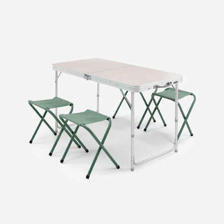 FOLDING CAMPING TABLE - 4 STOOLS - 4 TO 6 PEOPLE