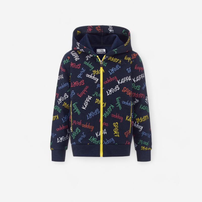 Felpa Kappa bambino con zip e cappuccio blu Felpa Kappa bambino con zip e cappuccio blu