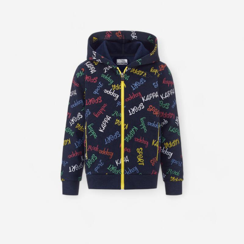 Felpa Kappa bambino con zip e cappuccio blu