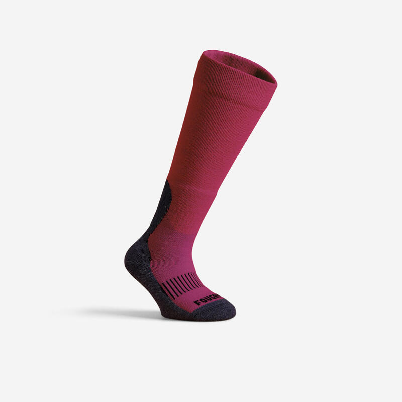 Chaussettes chaudes équitation enfant 500 WARM rose