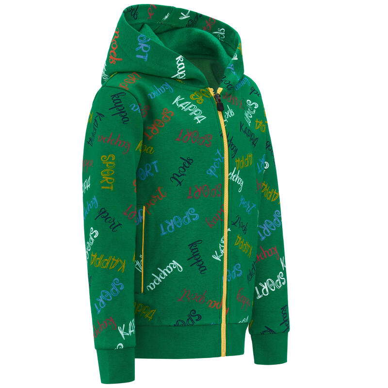 Felpa Kappa bambino cappuccio e zip verde