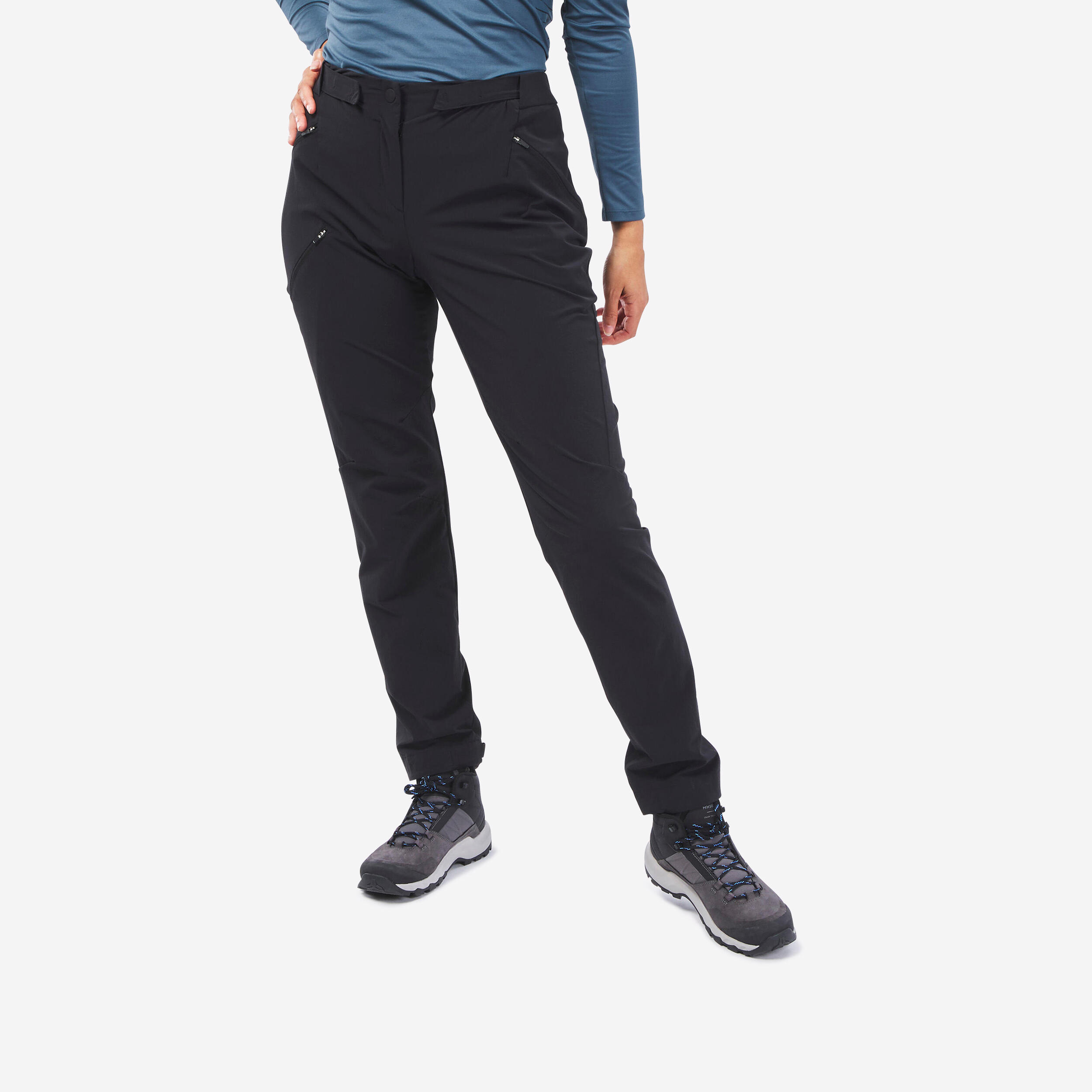 Women's Mountain Walking Trousers - MH500 - Black 1/6